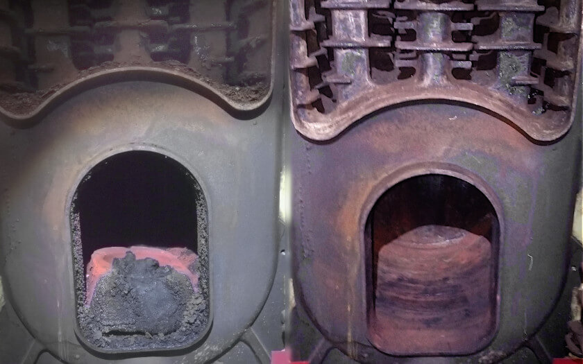 Chaudière fioul avant/après entretien